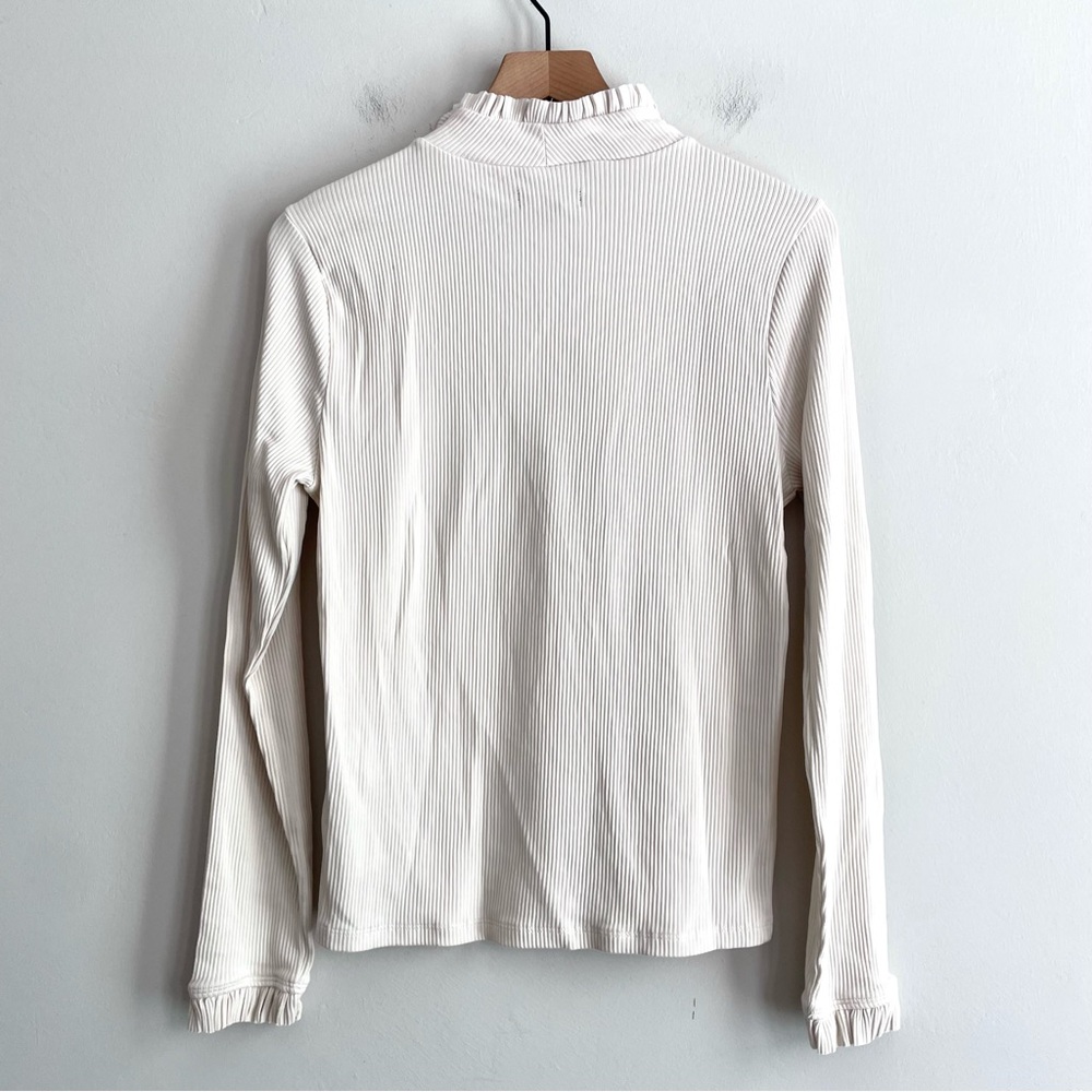 J.Crew Long Sleeve Ribbed Ruffle Neck Top - Picture 9 of 11